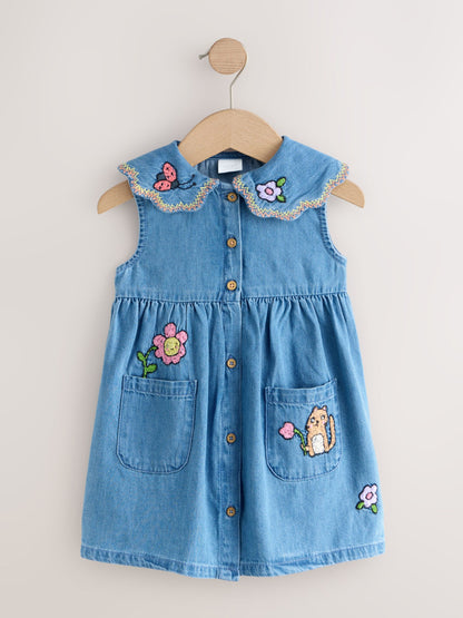 Character Embroidered Collar Denim Dress (3mths-8yrs) image 5