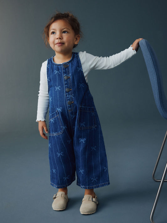 Dsiney Kidz - Bow Print Sleeveless Denim Jumpsuit (3mths-8yrs) image 1
