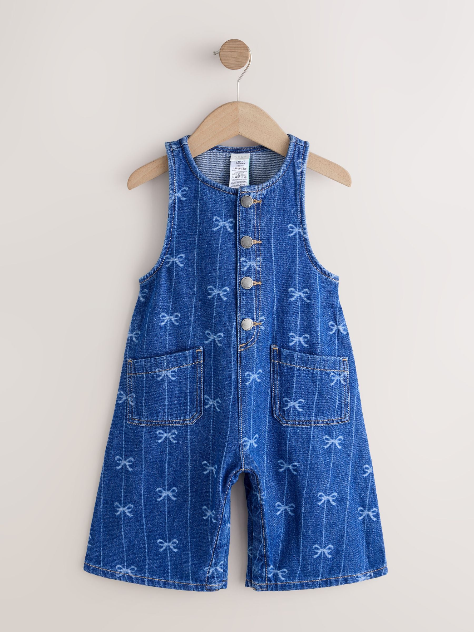 Dsiney Kidz - Bow Print Sleeveless Denim Jumpsuit (3mths-8yrs) image 4