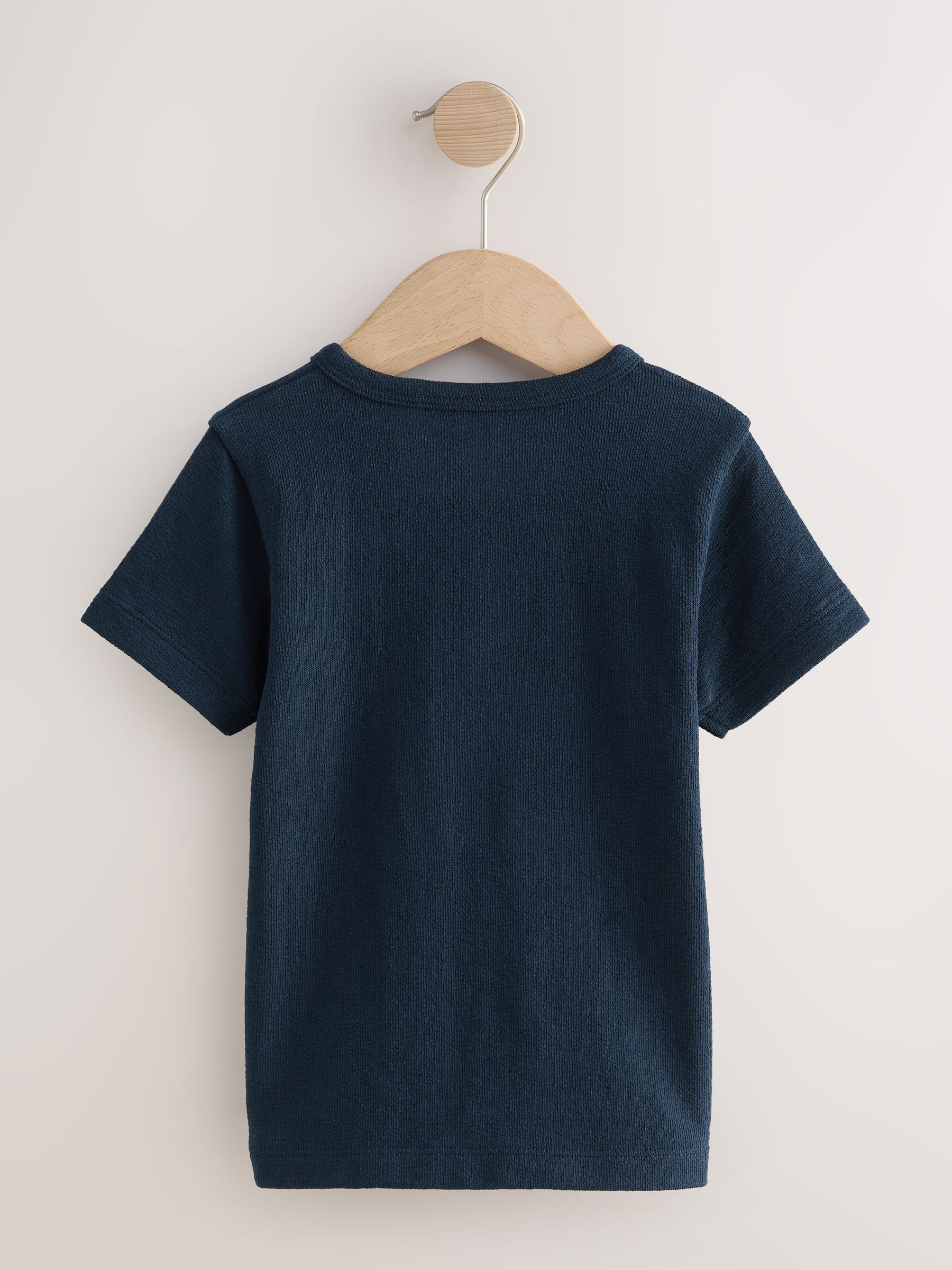 Navy/Blue/Stone Short Sleeve Henley Neck T-Shirts 3 Pack (3mths-7yrs) image 3