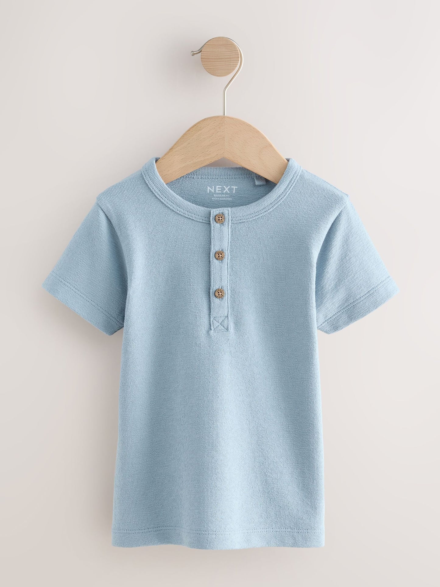 Navy/Blue/Stone Short Sleeve Henley Neck T-Shirts 3 Pack (3mths-7yrs) image 4