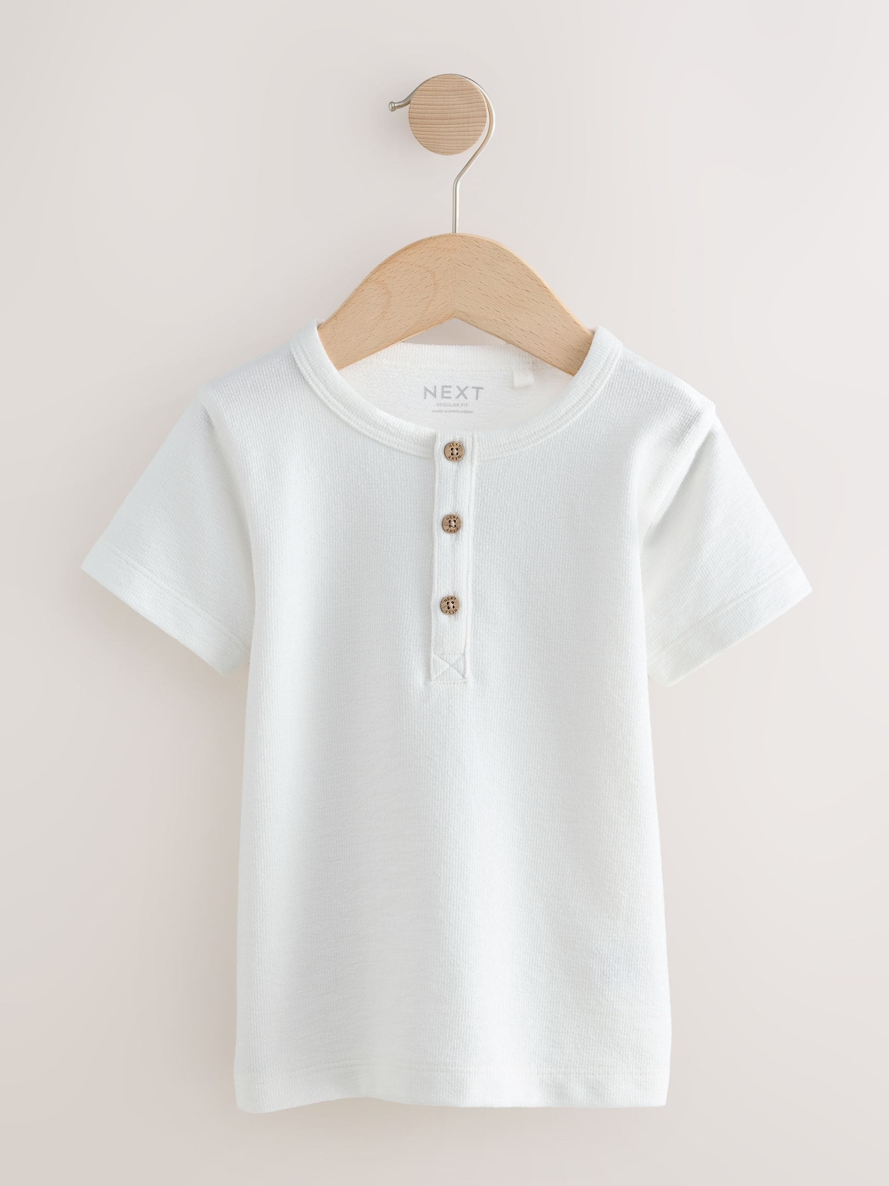 Navy/Blue/Stone Short Sleeve Henley Neck T-Shirts 3 Pack (3mths-7yrs) image 5