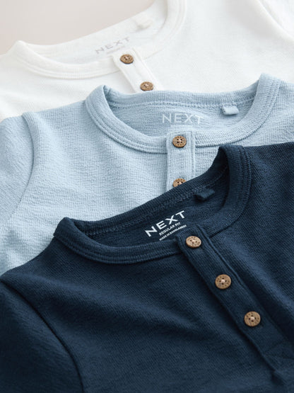 Navy/Blue/Stone Short Sleeve Henley Neck T-Shirts 3 Pack (3mths-7yrs) image 7
