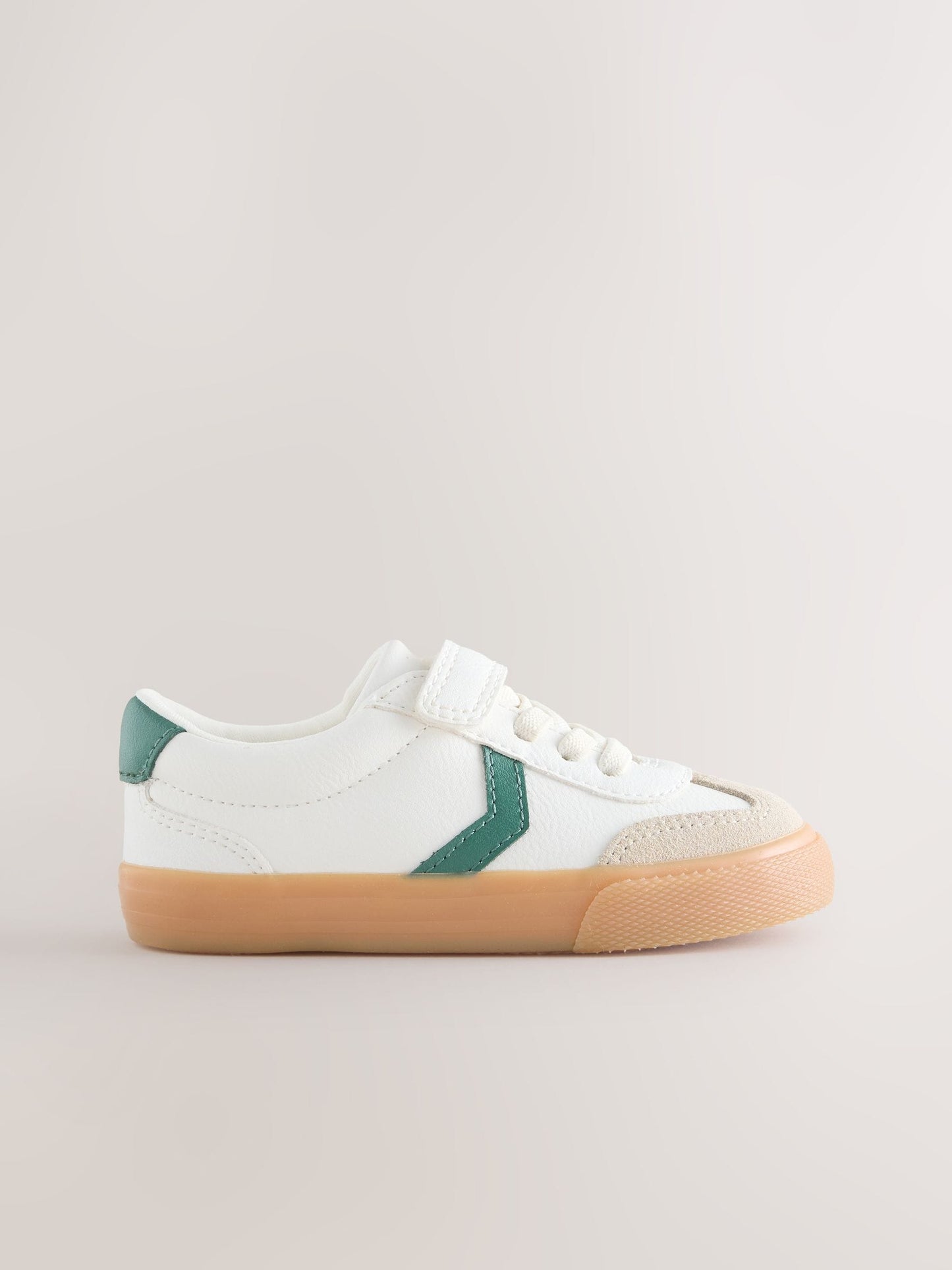 White/Green Wide Fit (G) Touch Fastening Elastic Lace Trainers image 2