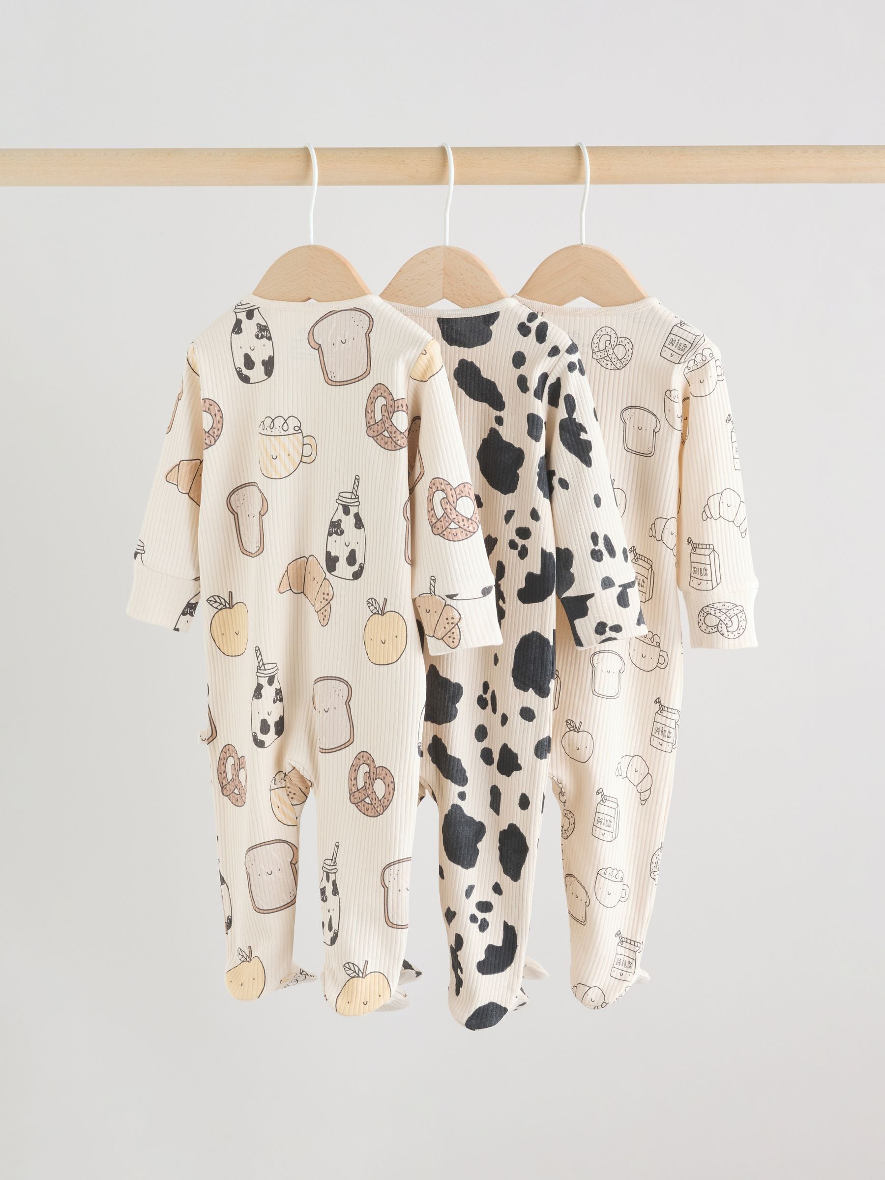 Neutral Two Way Zip Baby Sleepsuit 3 Pack (0-2yrs) image 6