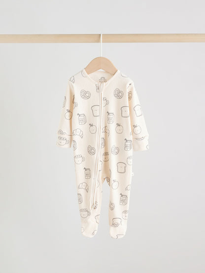 Neutral Two Way Zip Baby Sleepsuit 3 Pack (0-2yrs) image 6