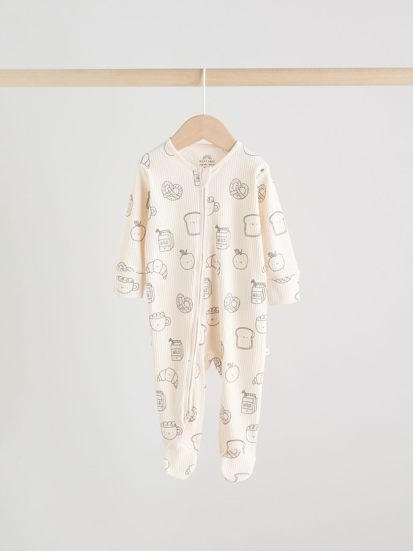 Neutral Brunch Two Way Zip Baby Sleepsuits 3 Pack (0-2yrs) image 6