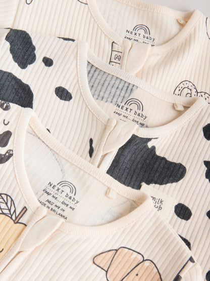 Neutral Two Way Zip Baby Sleepsuit 3 Pack (0-2yrs) image 8