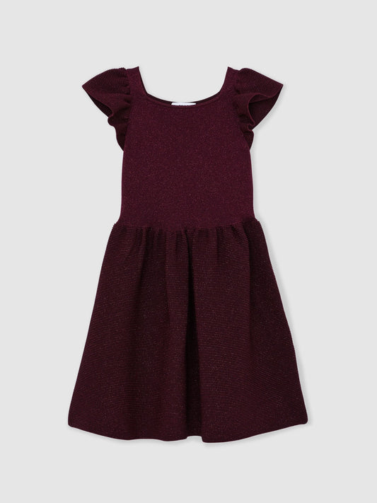 Reiss Berry Ginny 3-9 yrs Stretch Metallic Frill-Sleeve Dress - image 2