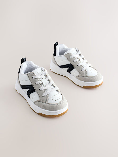 Grey/Black Standard Fit (F) Elastic Lace Trainers image 1