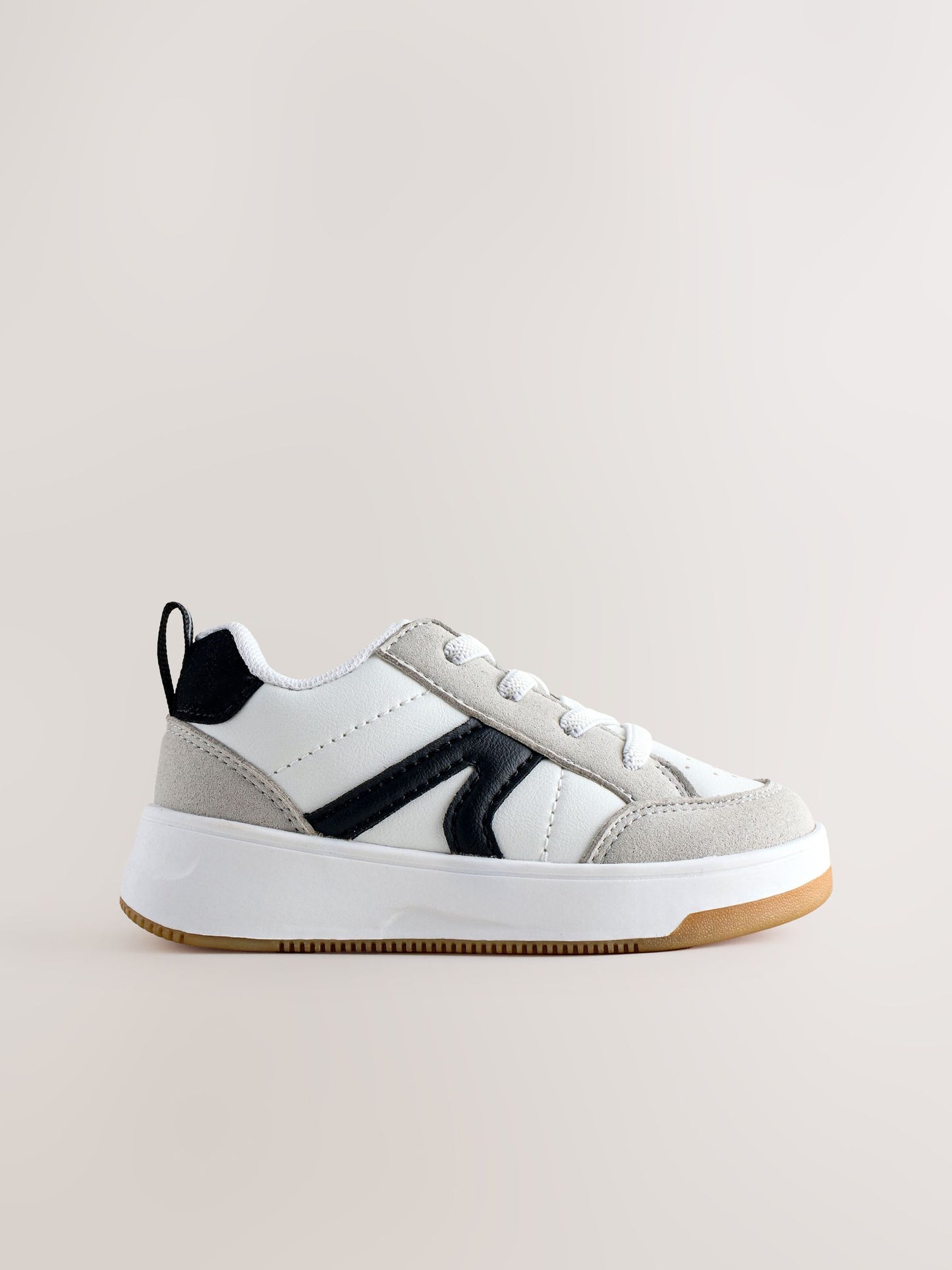 Grey/Black Standard Fit (F) Elastic Lace Trainers image 3