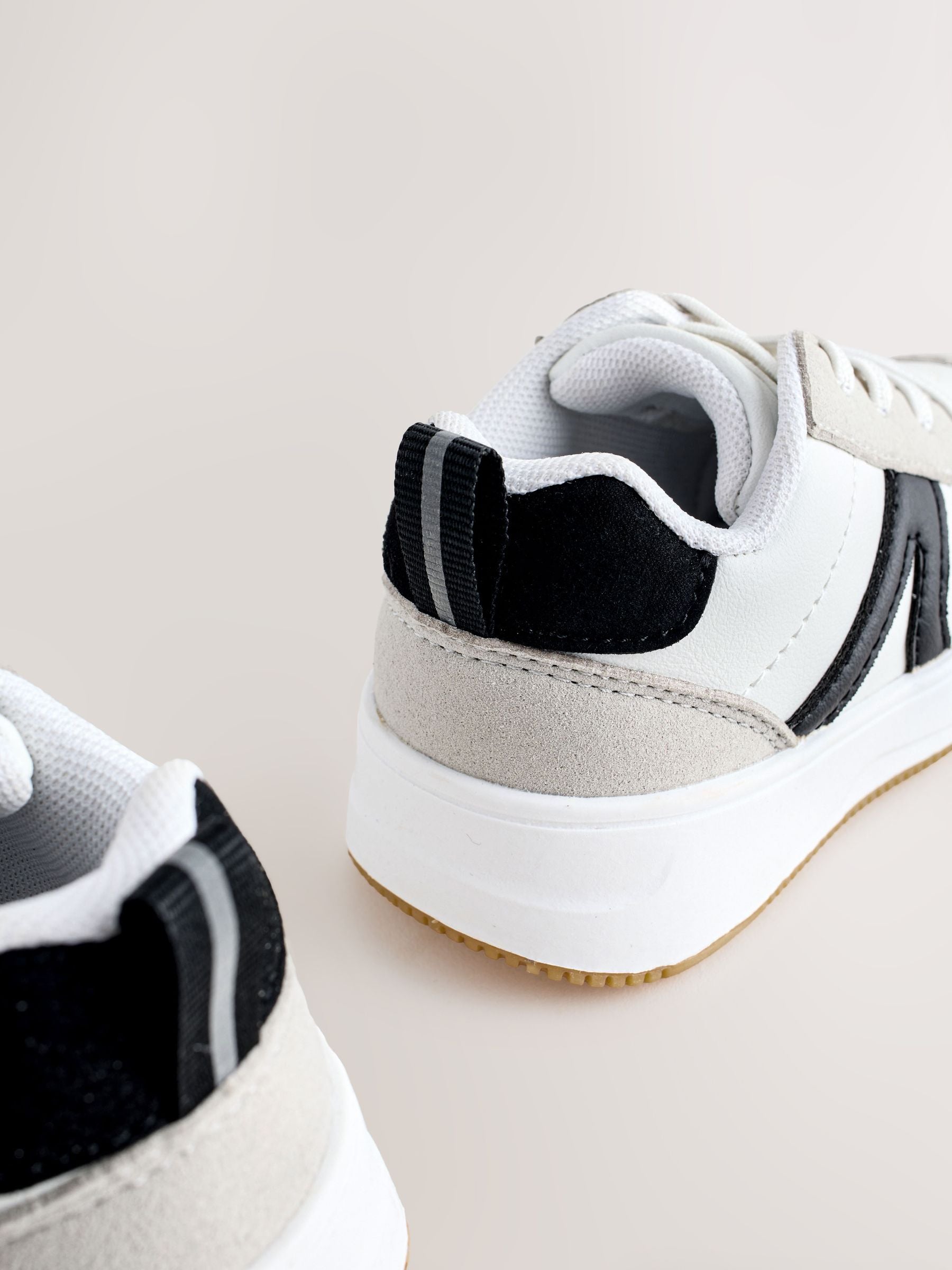 Grey/Black Standard Fit (F) Elastic Lace Trainers image 5