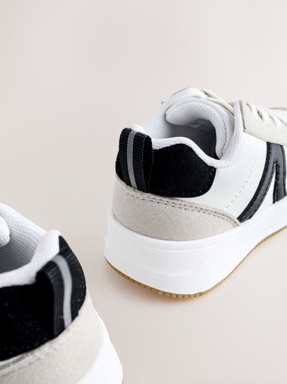 Grey/Black Standard Fit (F) Elastic Lace Trainers image 5