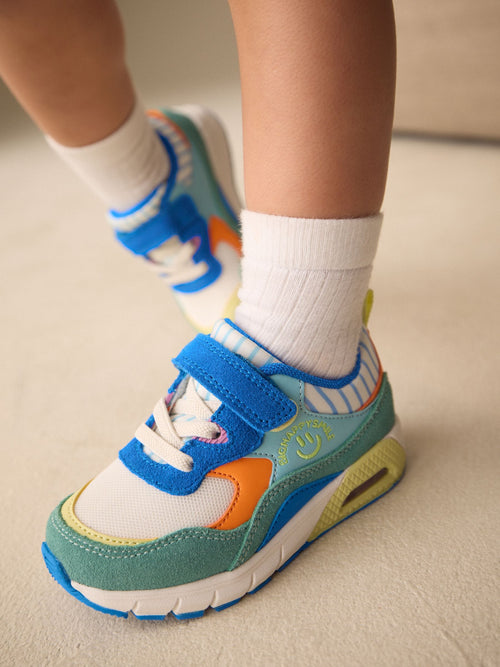 Blue/Green Standard Fit (F) Elastic Lace Trainers image 1