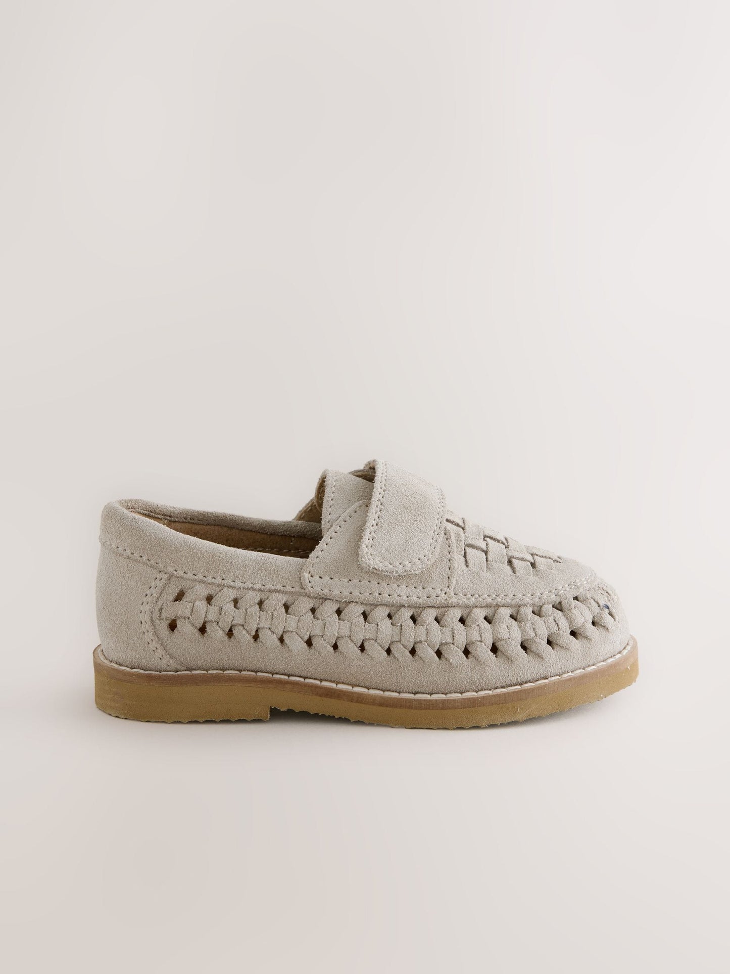 Neutral Standard Fit (F) Touch Fastening Woven Suede Loafers image 3