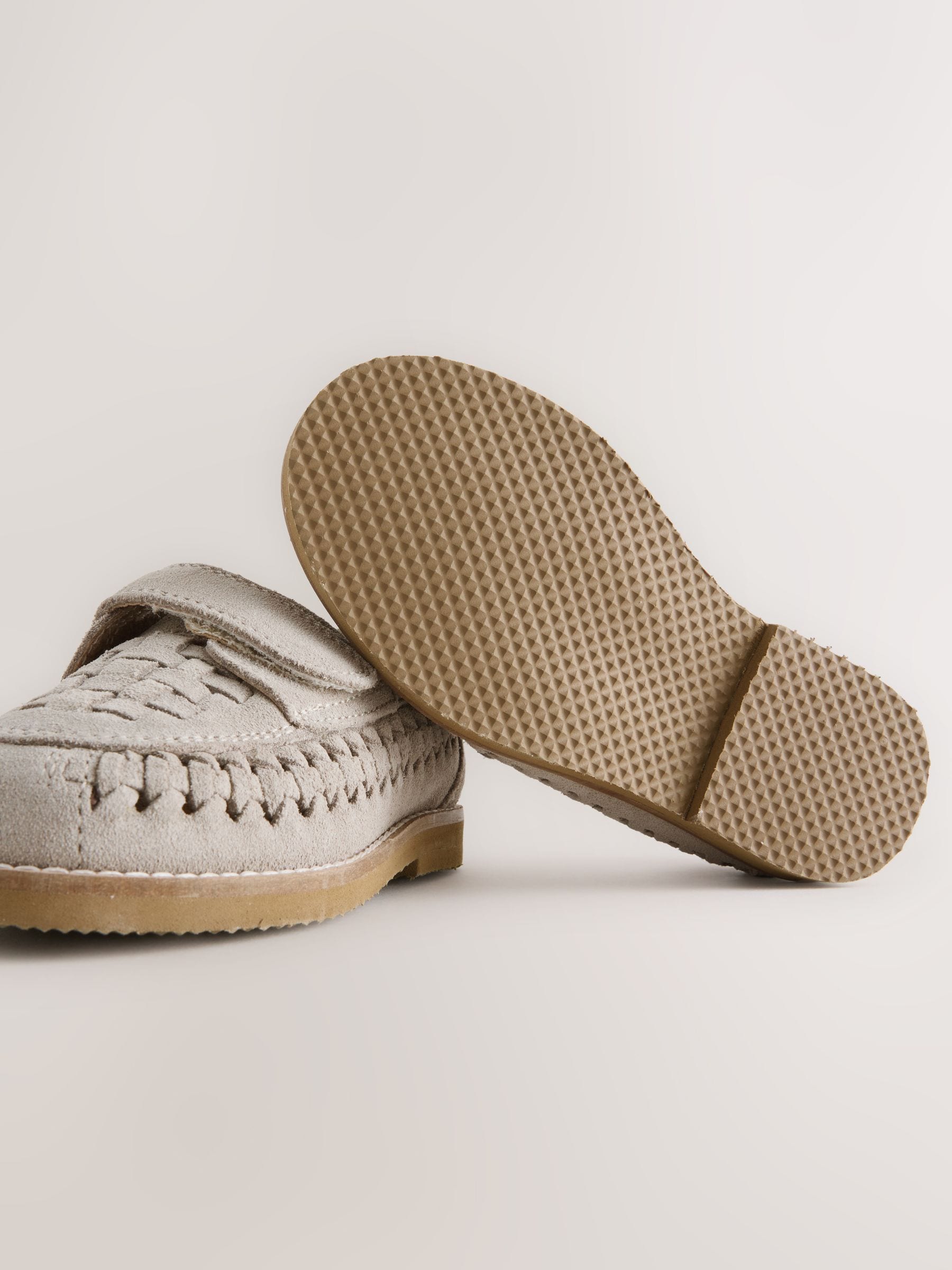 Neutral Standard Fit (F) Touch Fastening Woven Suede Loafers image 4