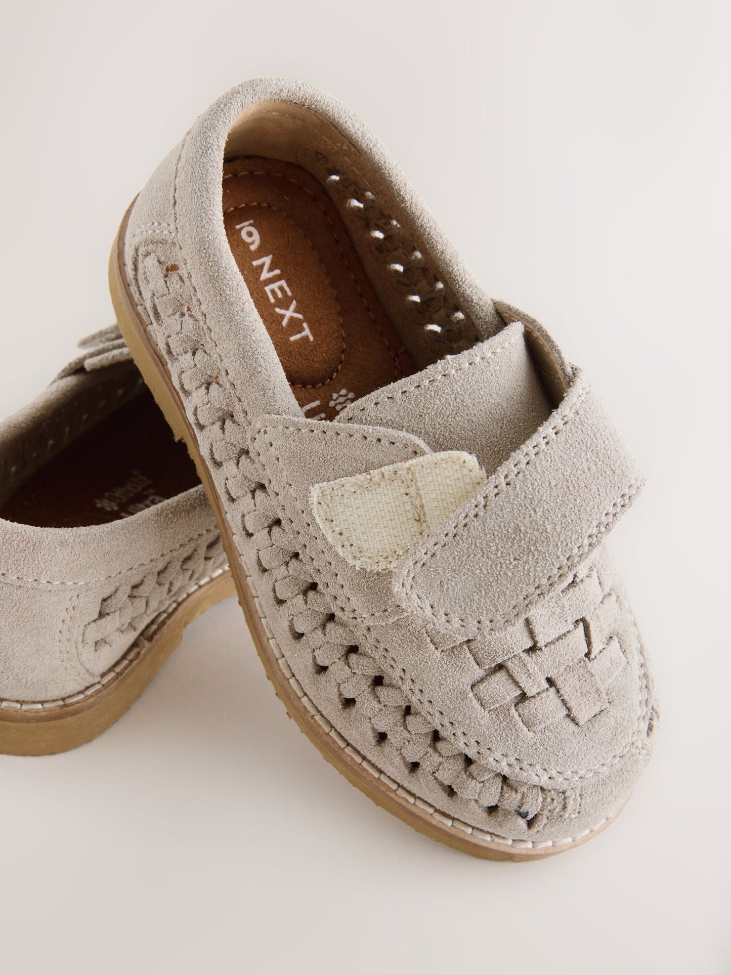 Neutral Standard Fit (F) Touch Fastening Woven Suede Loafers image 5