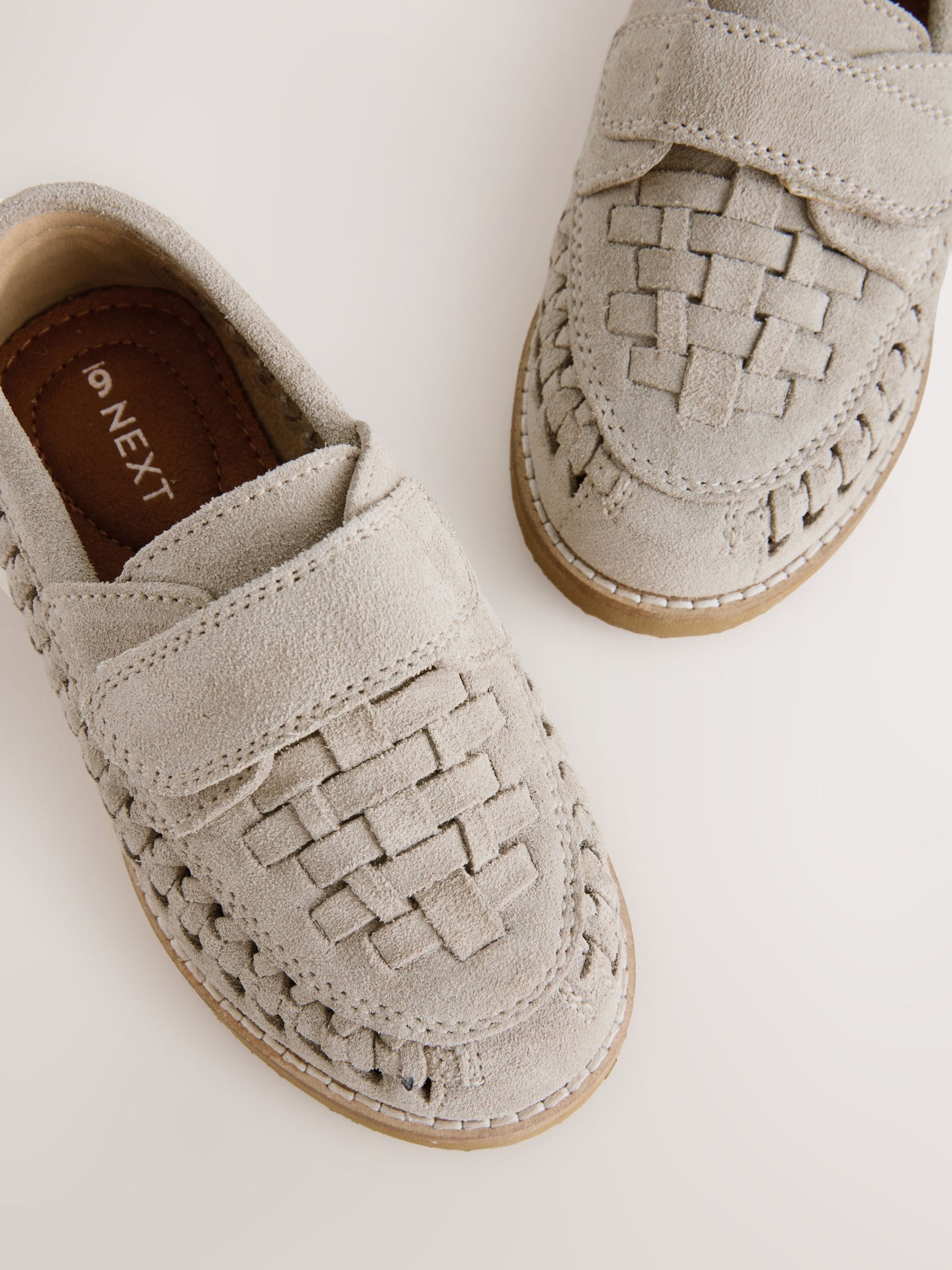 Neutral Standard Fit (F) Touch Fastening Woven Suede Loafers image 6