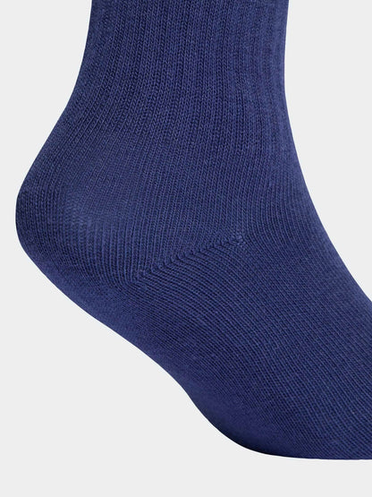 adidas White/Blue 6 Pack Kids 3-Stripe Crew Socks 6 Pack image 3
