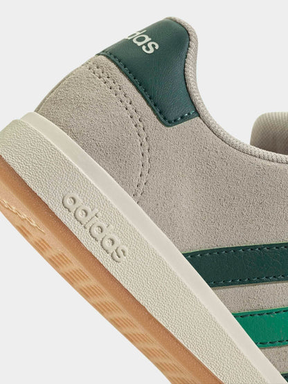 adidas Grey/Green Grand Court 00s Suede Lace Kids Trainers image 8