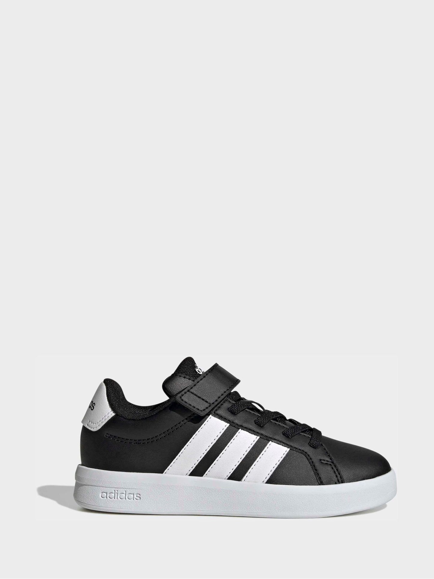 adidas Black/White Grand Court 3.0 Elastic Lace Kids Trainers image 1