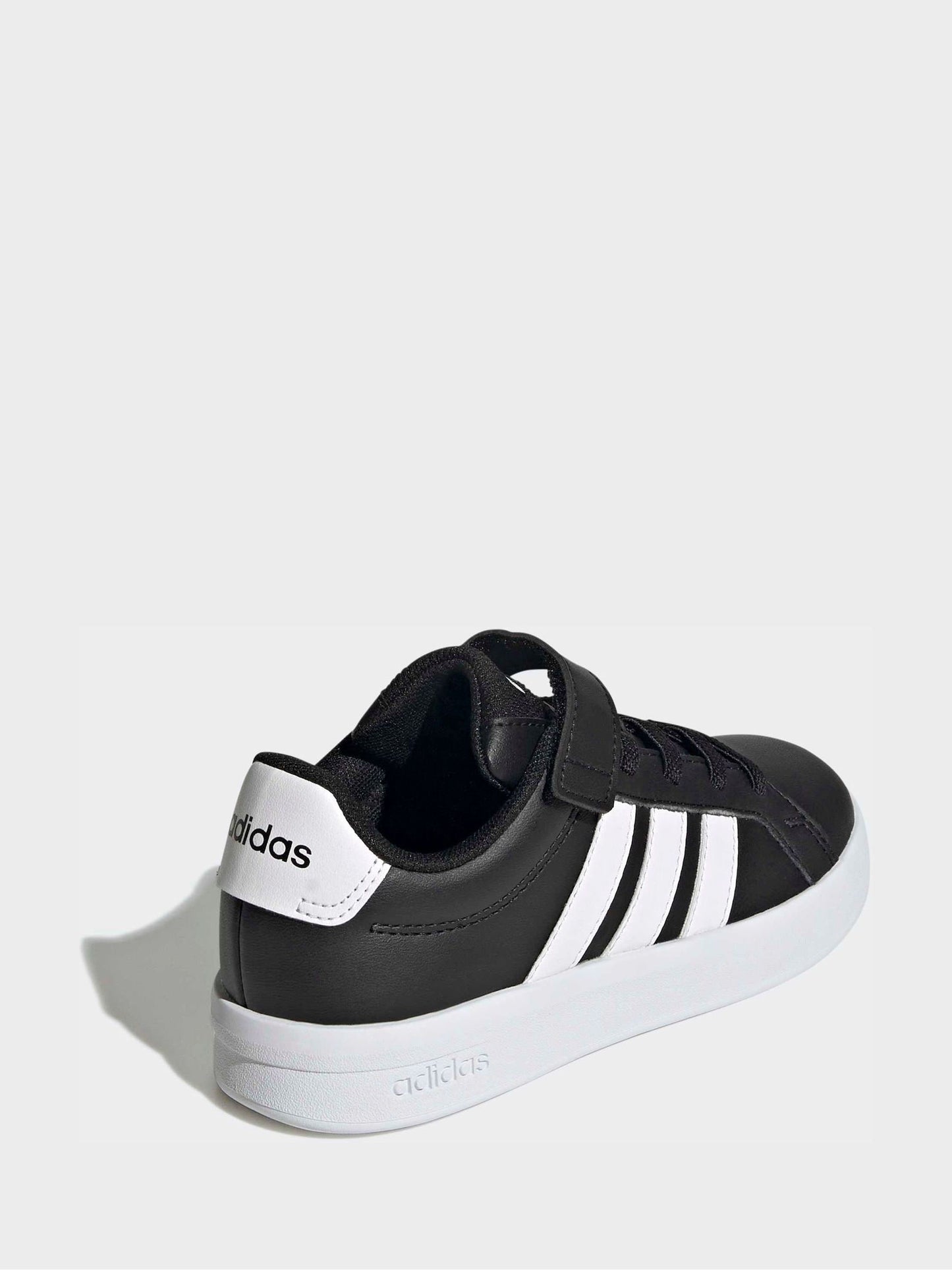 adidas Black/White Grand Court 3.0 Elastic Lace Kids Trainers image 5