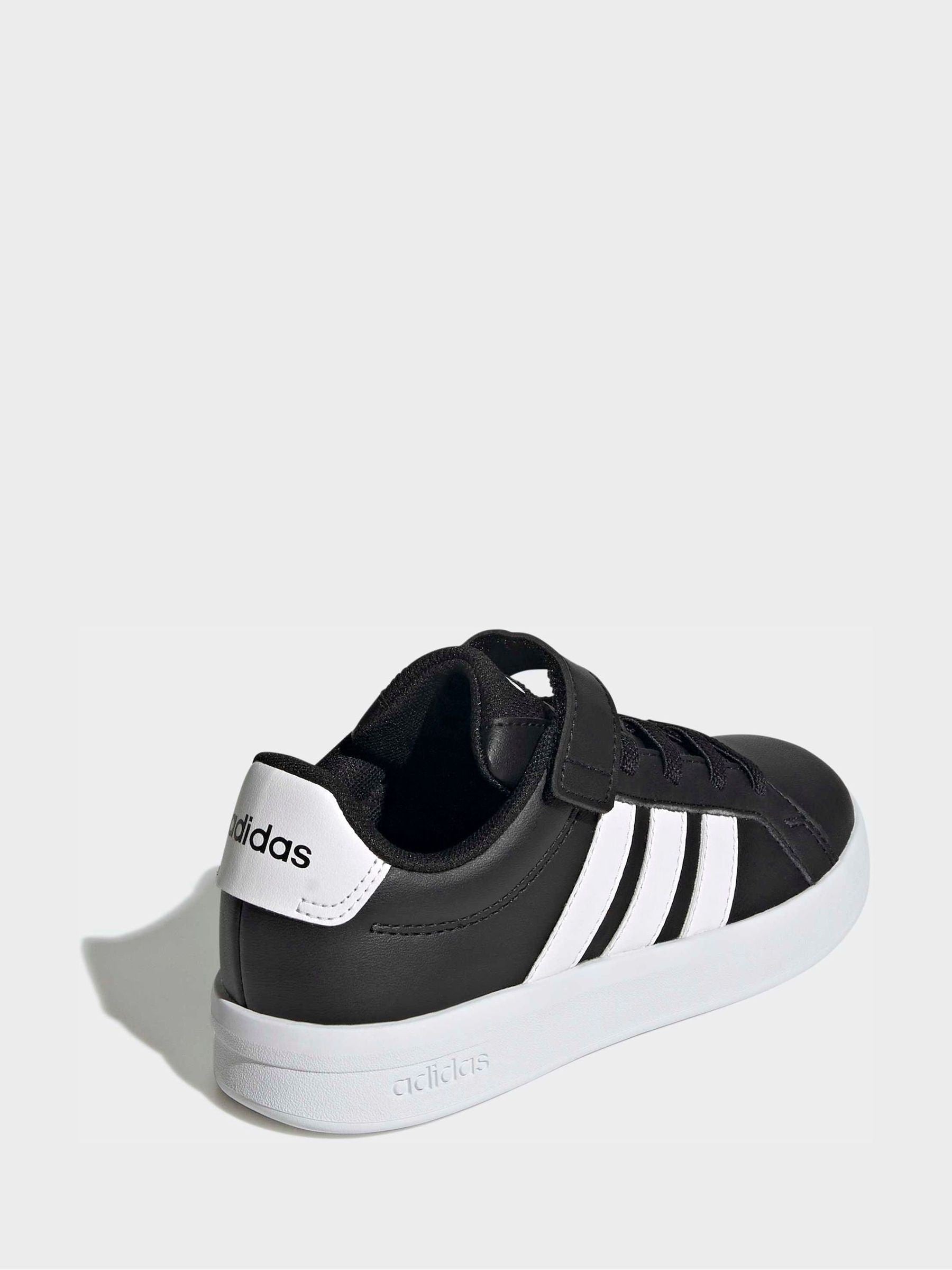 adidas Black/White Grand Court 3.0 Elastic Lace Kids Trainers image 5