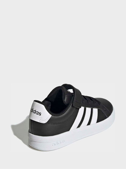 adidas Black/White Grand Court 3.0 Elastic Lace Kids Trainers image 5