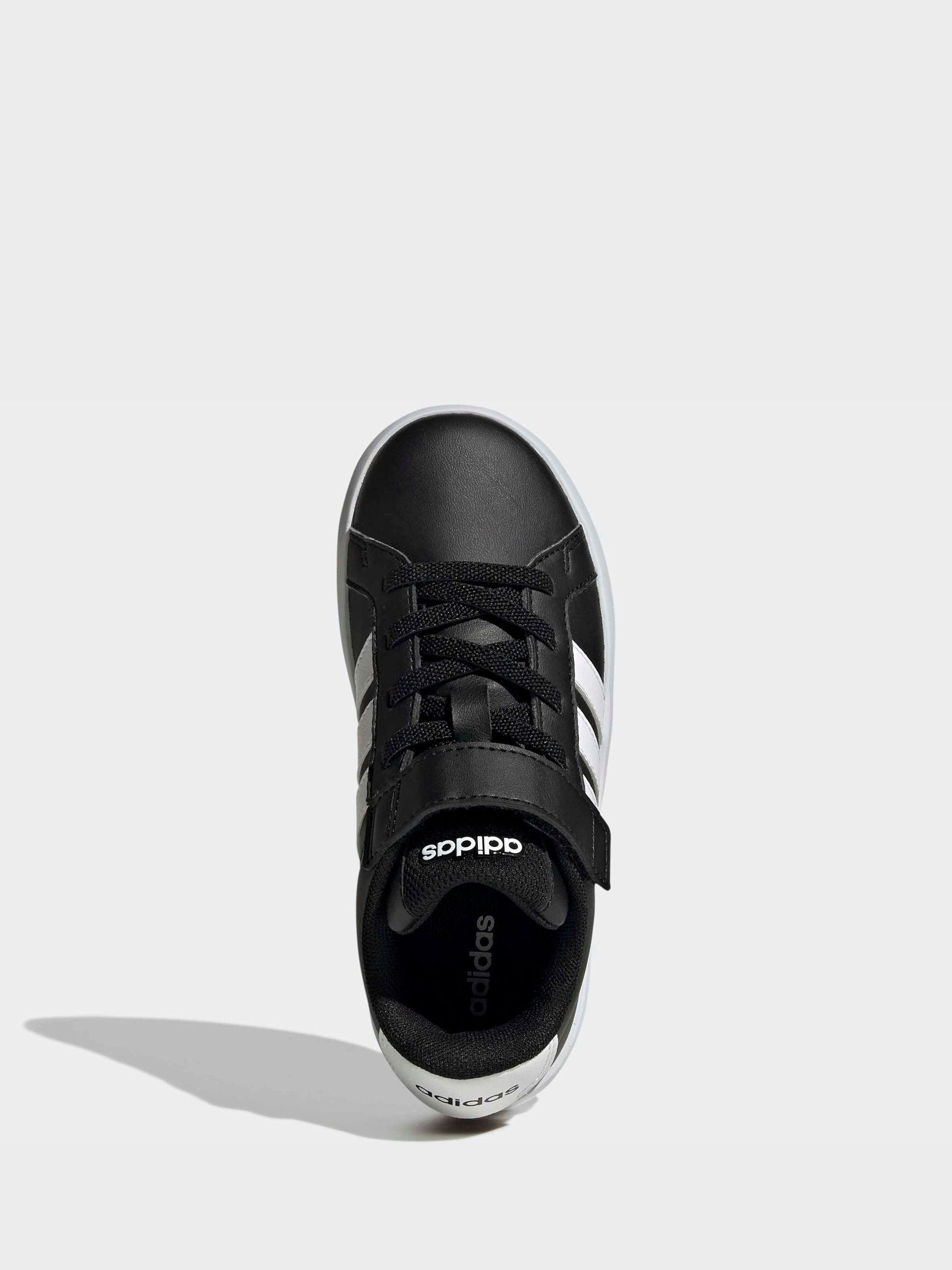 adidas Black/White Grand Court 3.0 Elastic Lace Kids Trainers image 6
