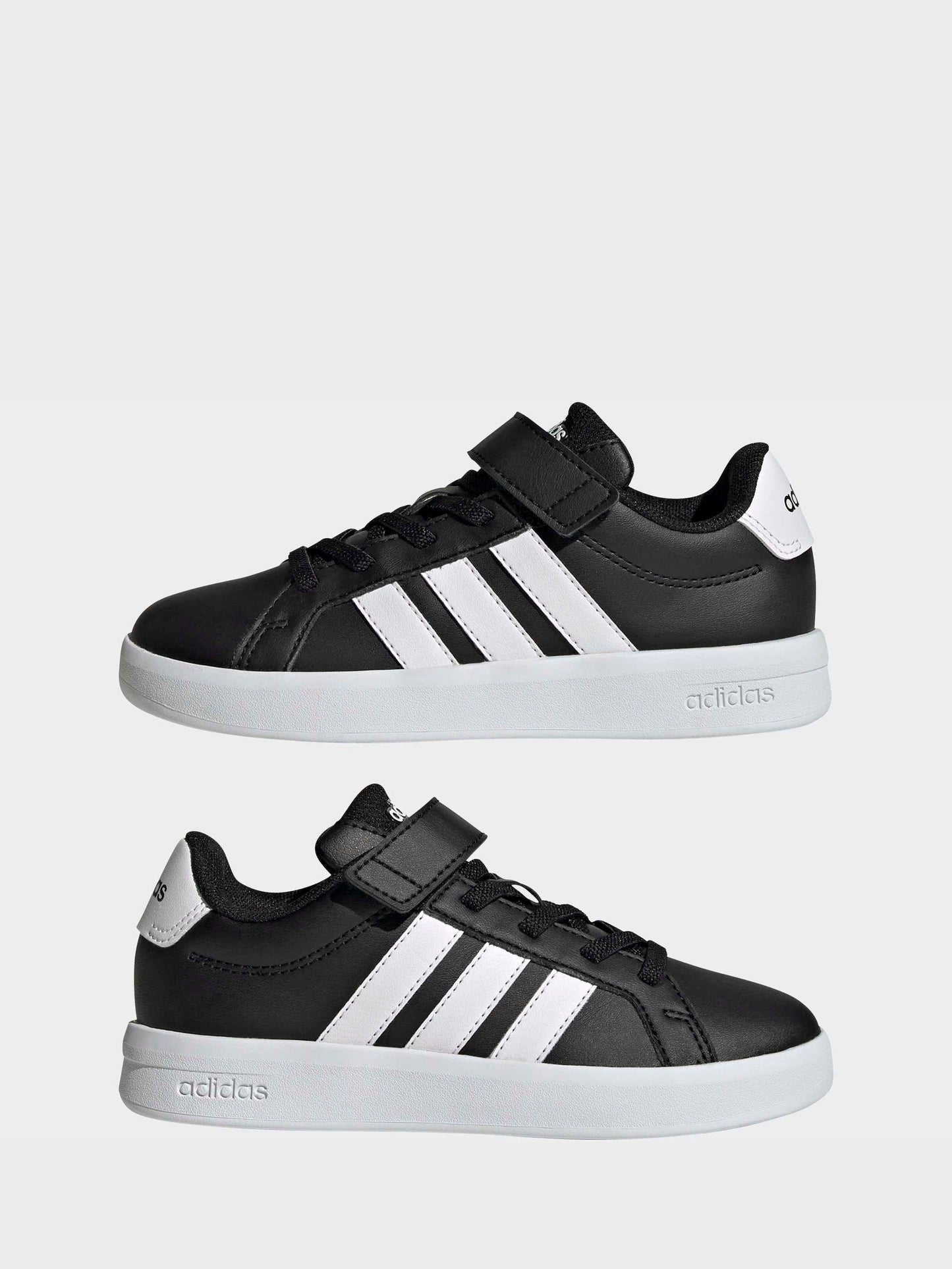 adidas Black/White Grand Court 3.0 Elastic Lace Kids Trainers image 8