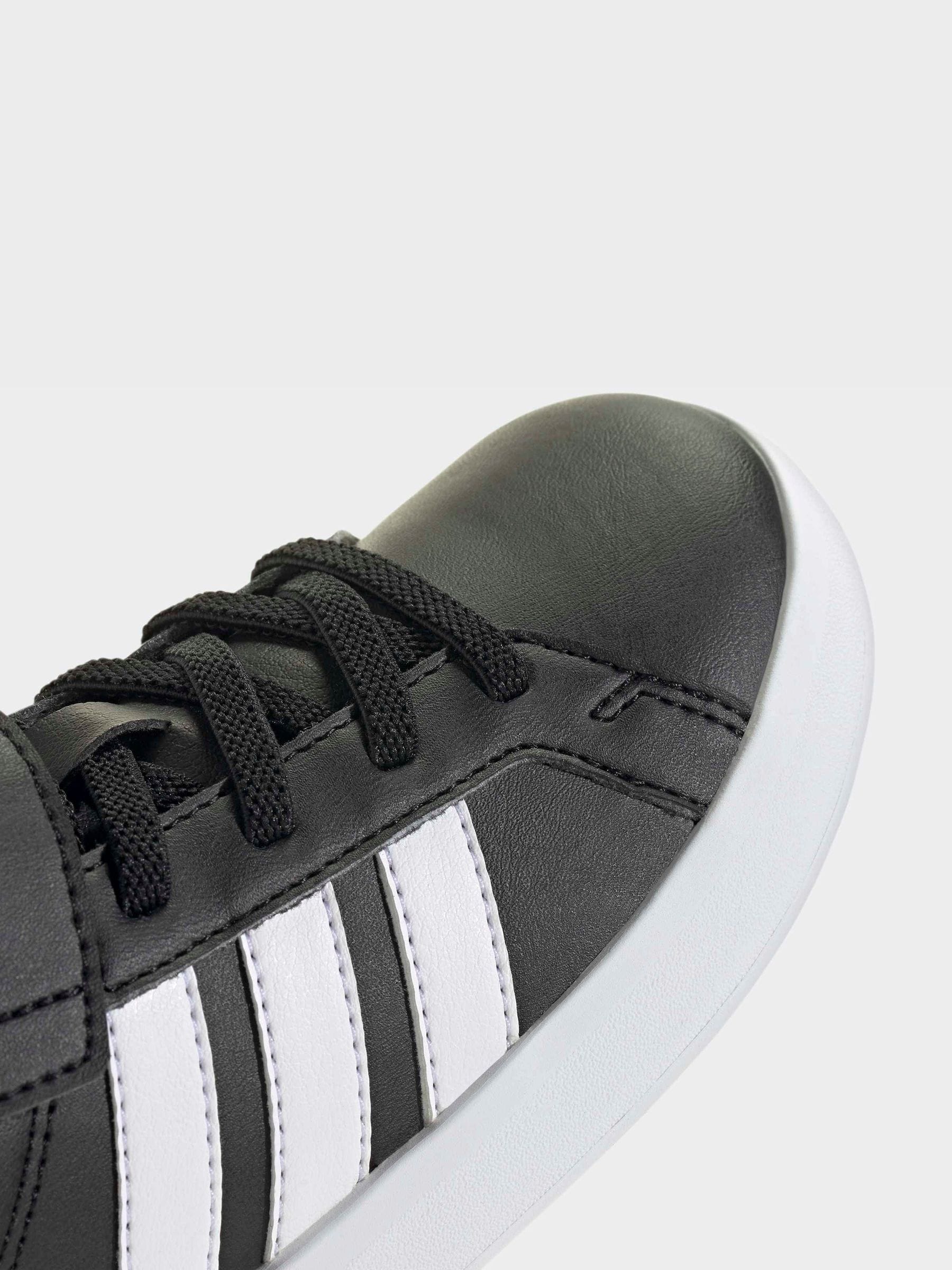 adidas Black/White Grand Court 3.0 Elastic Lace Kids Trainers image 9