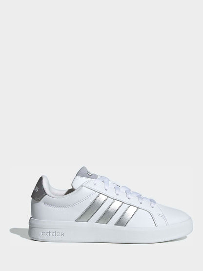adidas White/Silver Grand Court 3.0 Junior Trainers image 4