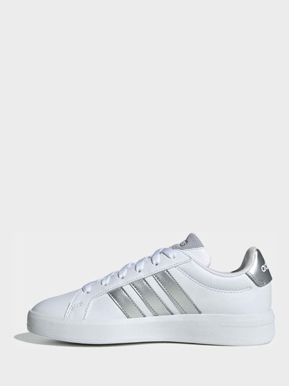 adidas White/Silver Grand Court 3.0 Junior Trainers image 5