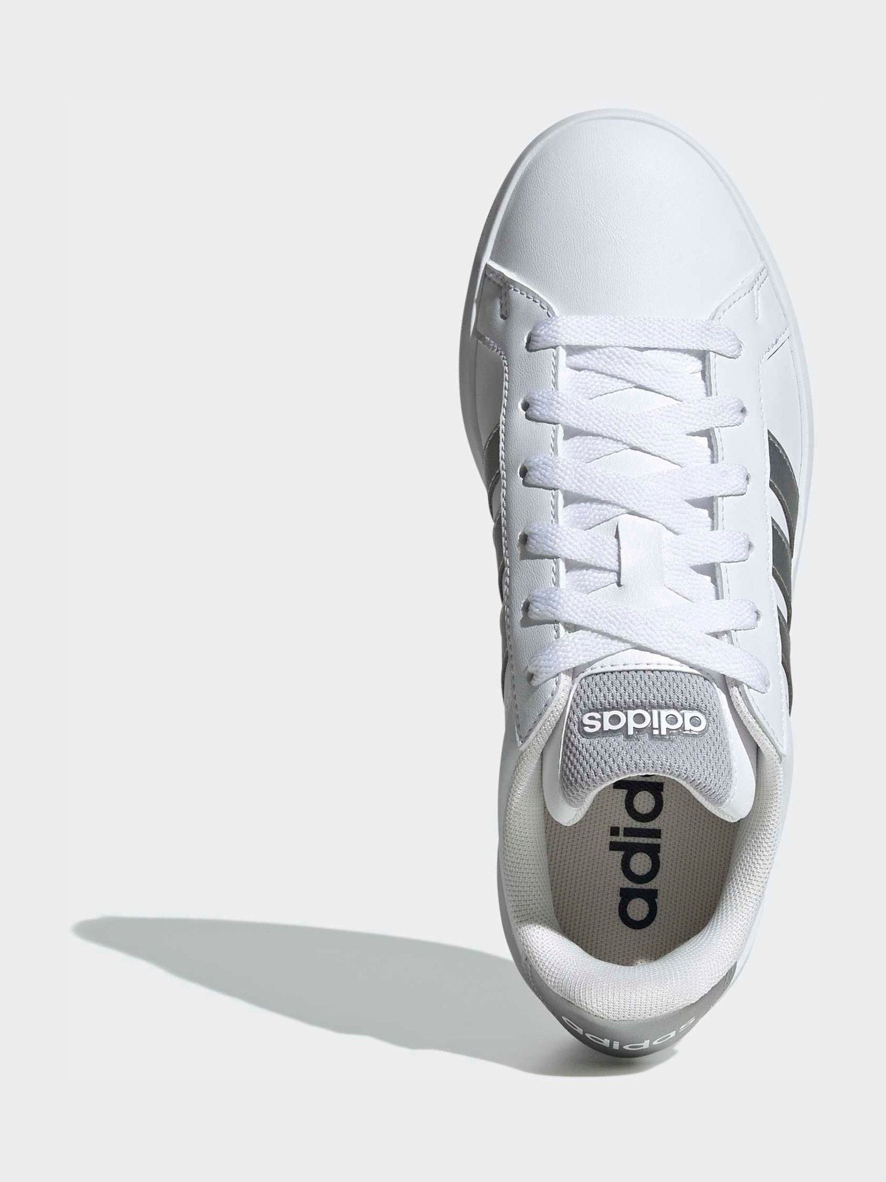 adidas White/Silver Grand Court 3.0 Junior Trainers image 7