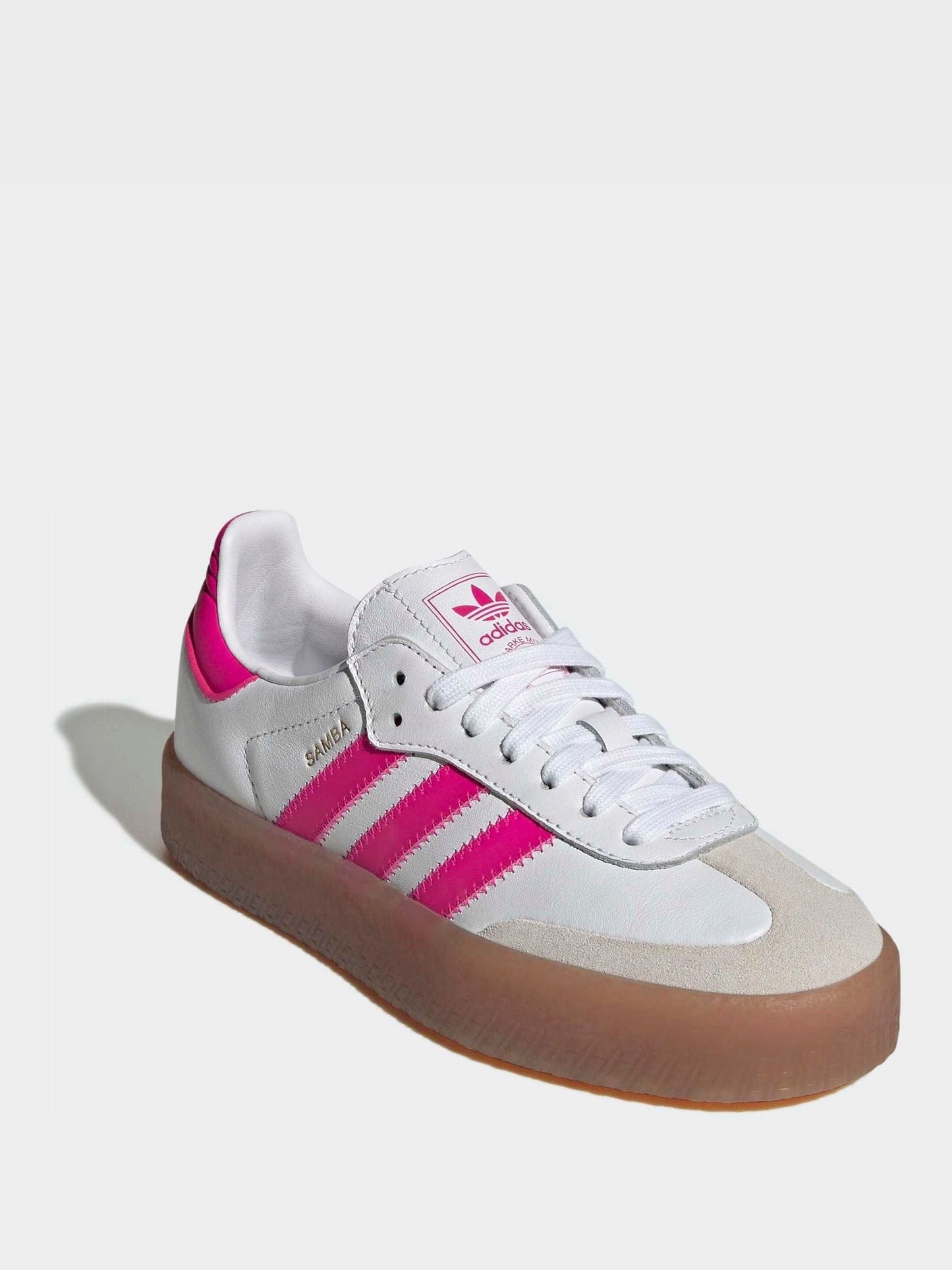 adidas Originals White/Pink Sambae Junior Trainers image 3