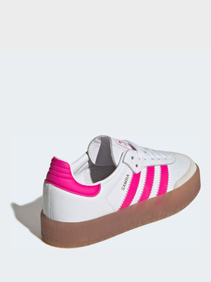 adidas Originals White/Pink Sambae Junior Trainers image 4