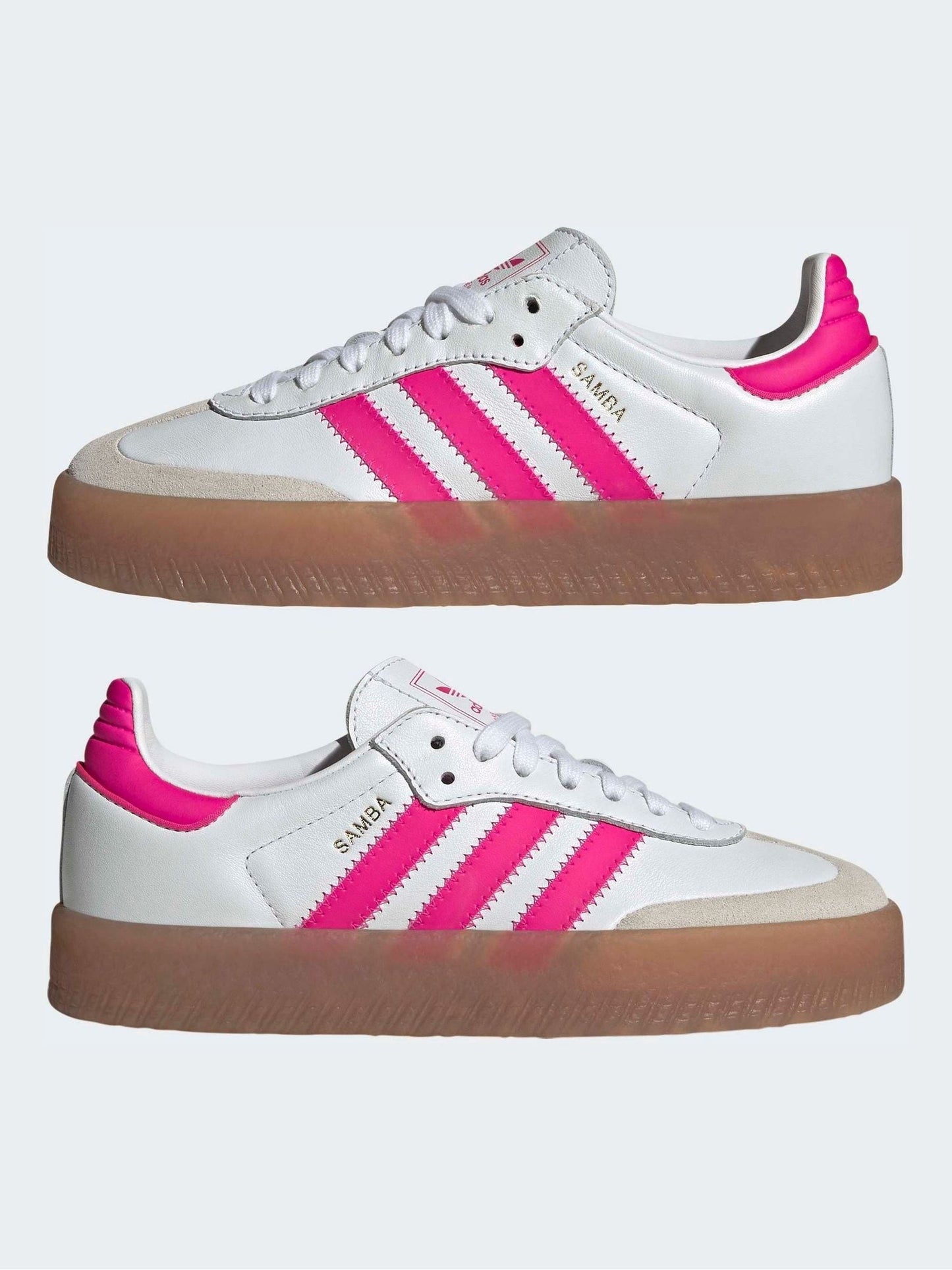 adidas Originals White/Pink Sambae Junior Trainers image 5