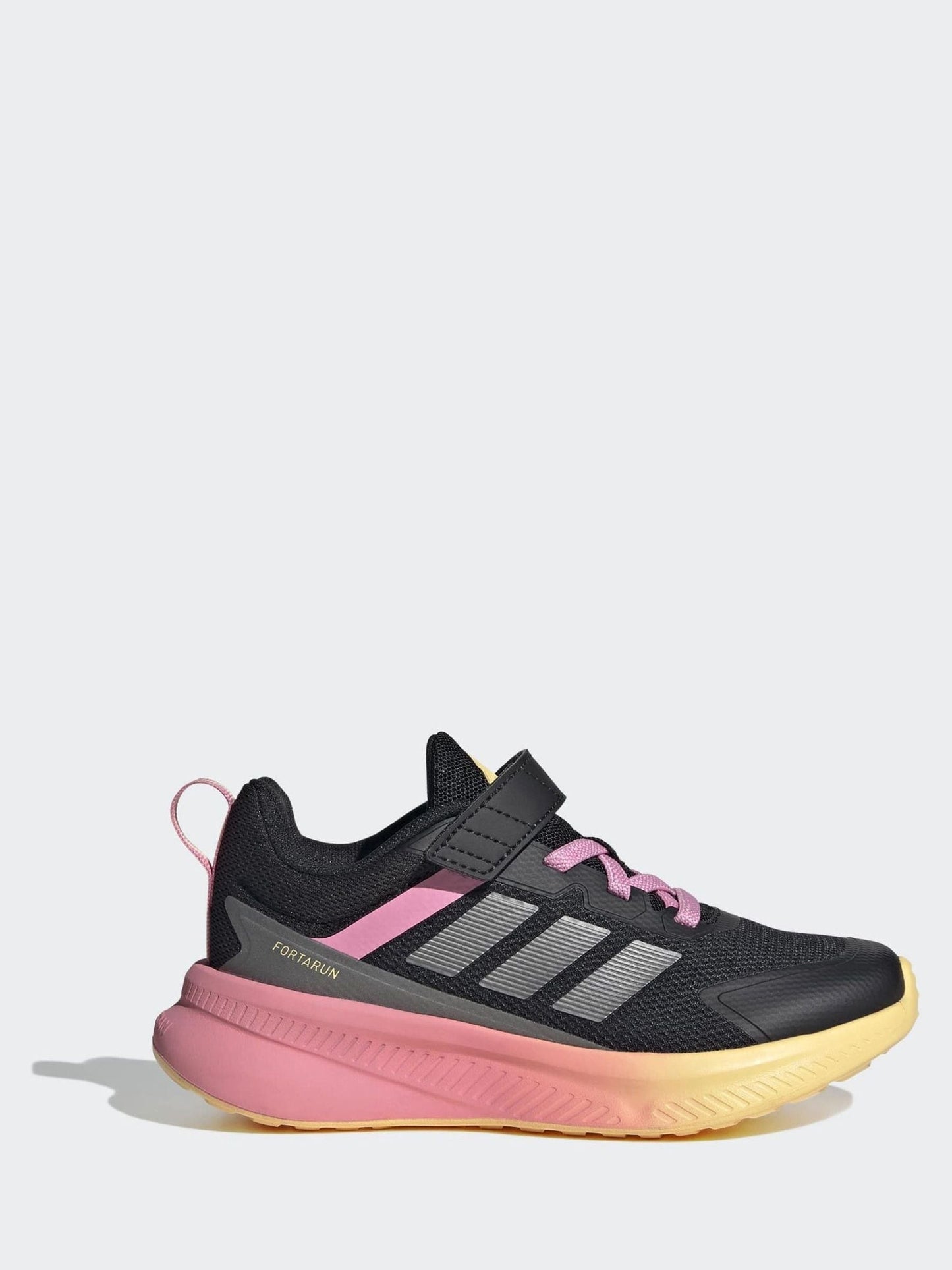 adidas Black/Pink Fortarun 4.0 Hook and Loop Kids Trainers image 1