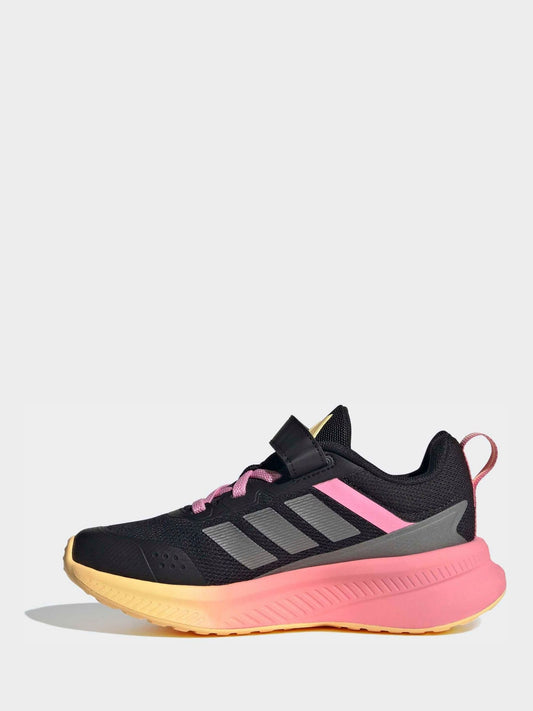 adidas Black/Pink Fortarun 4.0 Hook and Loop Kids Trainers image 2