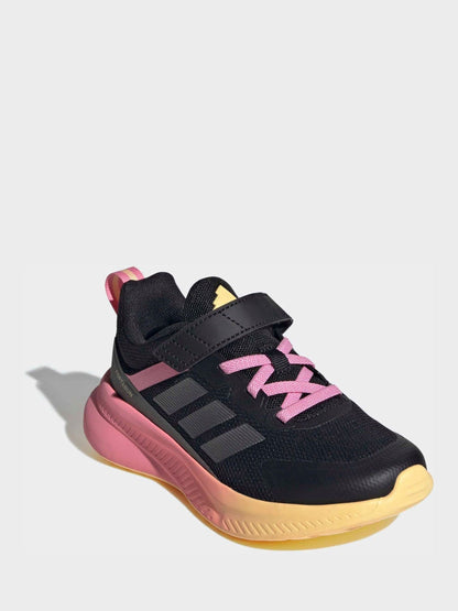 adidas Black/Pink Fortarun 4.0 Hook and Loop Kids Trainers image 3