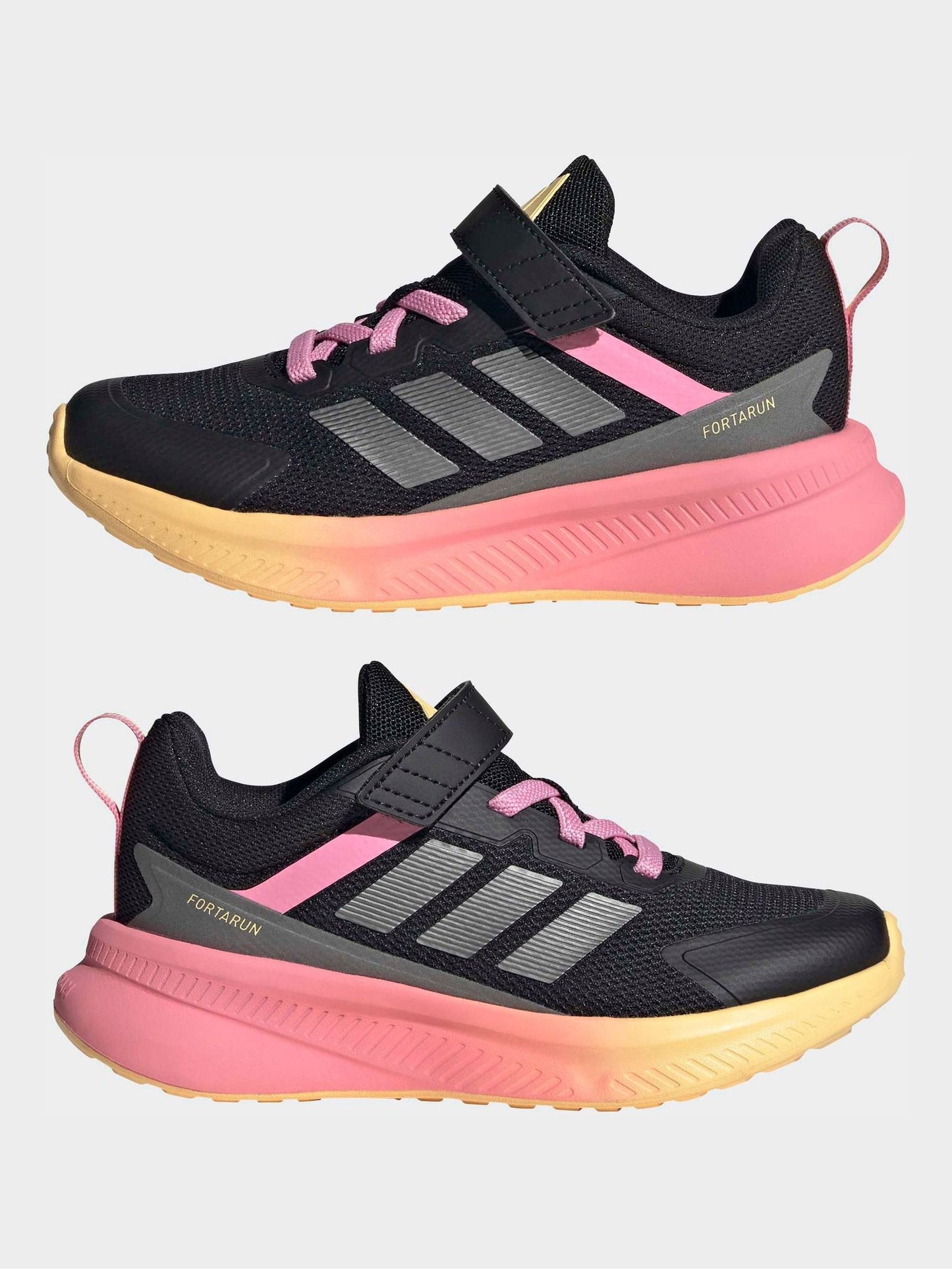 adidas Black/Pink Fortarun 4.0 Hook and Loop Kids Trainers image 5