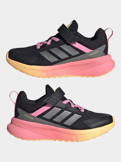 adidas Black/Pink Fortarun 4.0 Hook and Loop Kids Trainers image 5