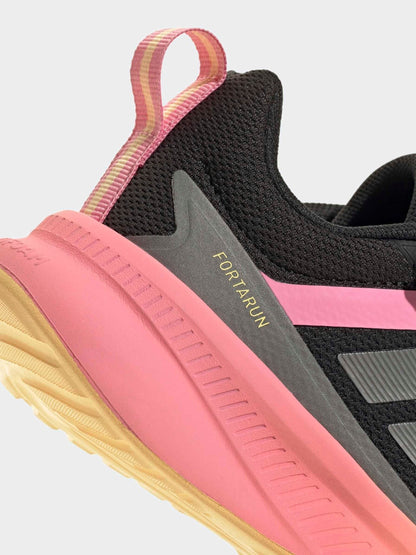 adidas Black/Pink Fortarun 4.0 Hook and Loop Kids Trainers image 9