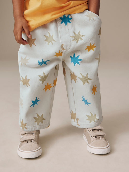 Multi Star Print Pull On Wide Trousers (3mths-7yrs) image 1