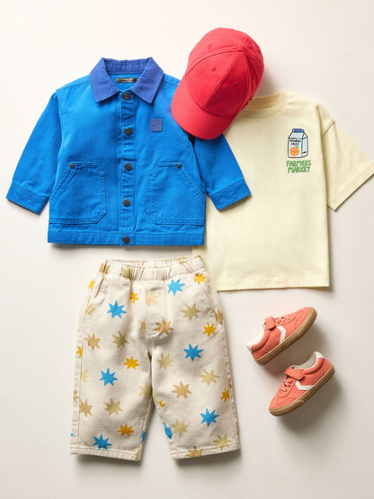 Multi Star Print Pull On Wide Trousers (3mths-7yrs) image 2