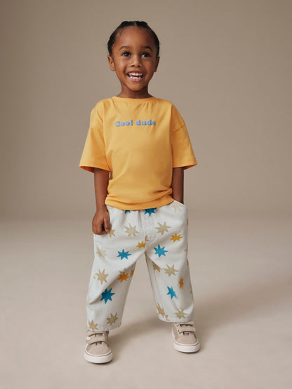 Multi Star Print Pull On Wide Trousers (3mths-7yrs) image 3