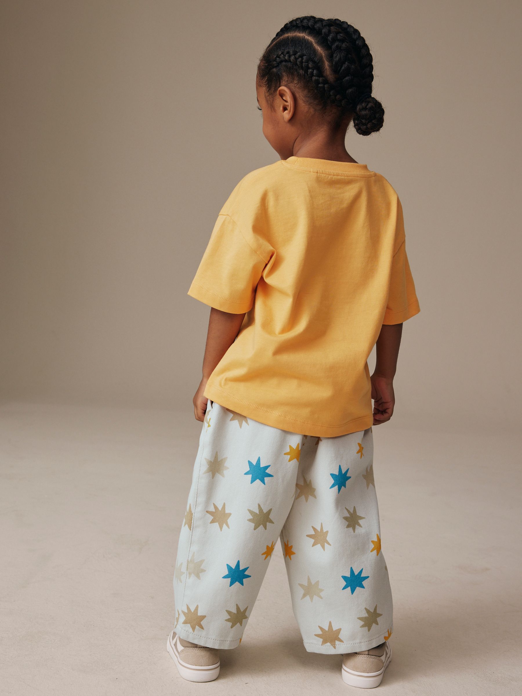 Multi Star Print Pull On Wide Trousers (3mths-7yrs) image 4
