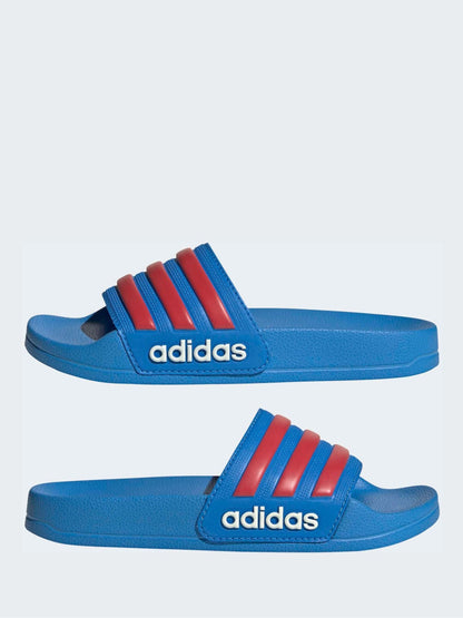 adidas Blue/Red Adilette Kids Swim Sandals image 7
