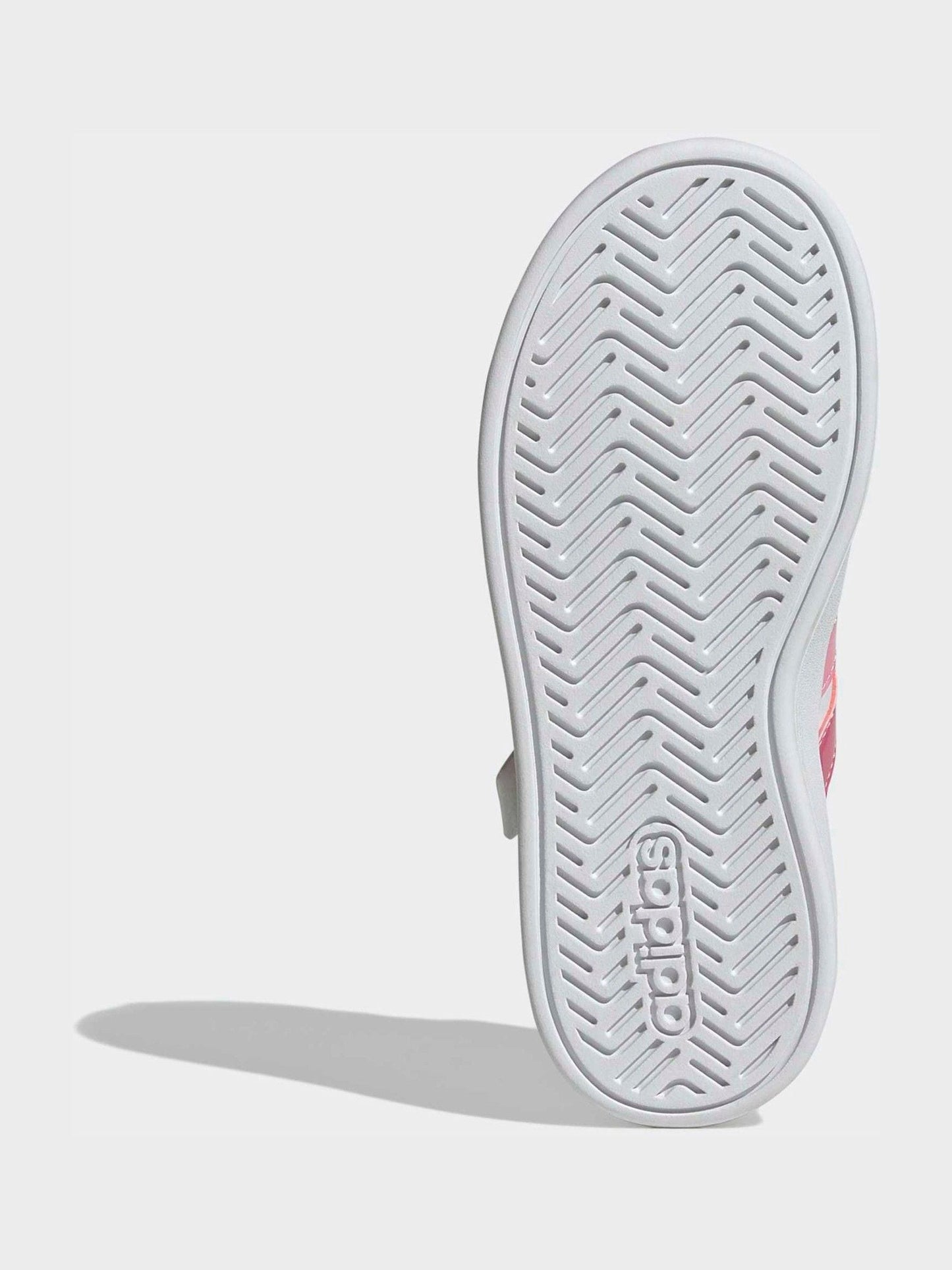 adidas White/Pink Grand Court 3.0 Elastic Lace Kids Trainers image 8