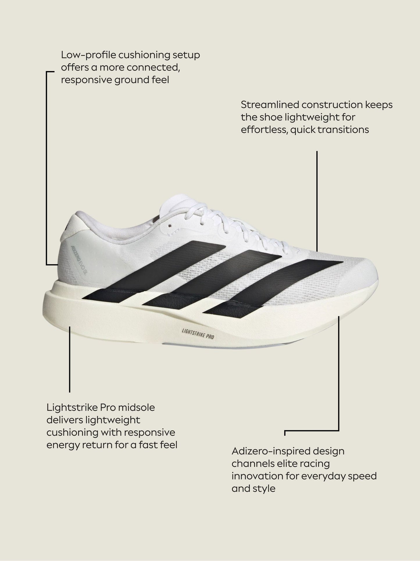 adidas White adizero Evo SL Junior Trainers image 4